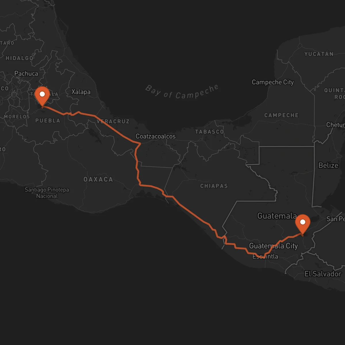 Ruta Puebla de Zaragoza - Zacapa