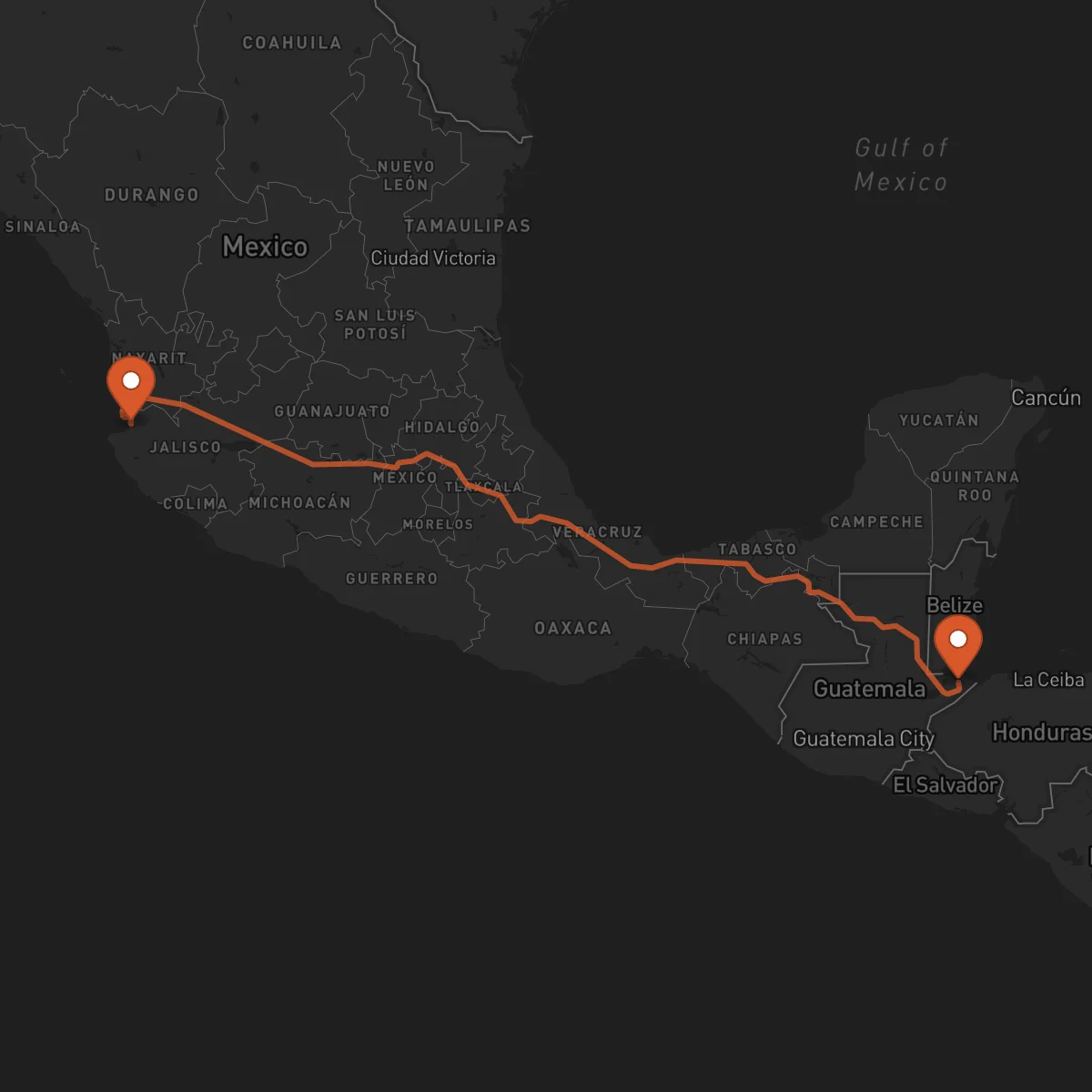 Ruta Puerto Barrios - Puerto Vallarta