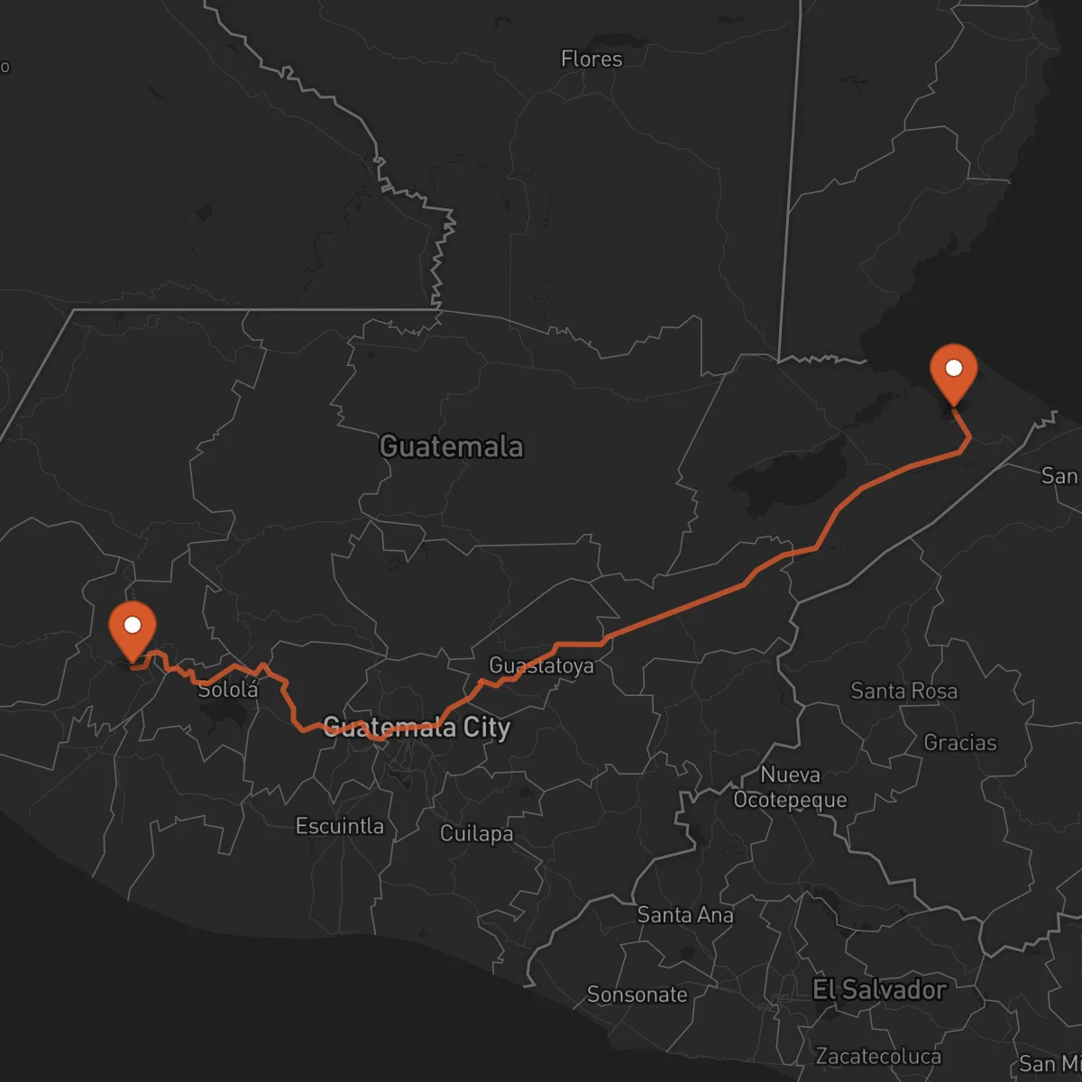 Ruta Quetzaltenango - Puerto Barrios