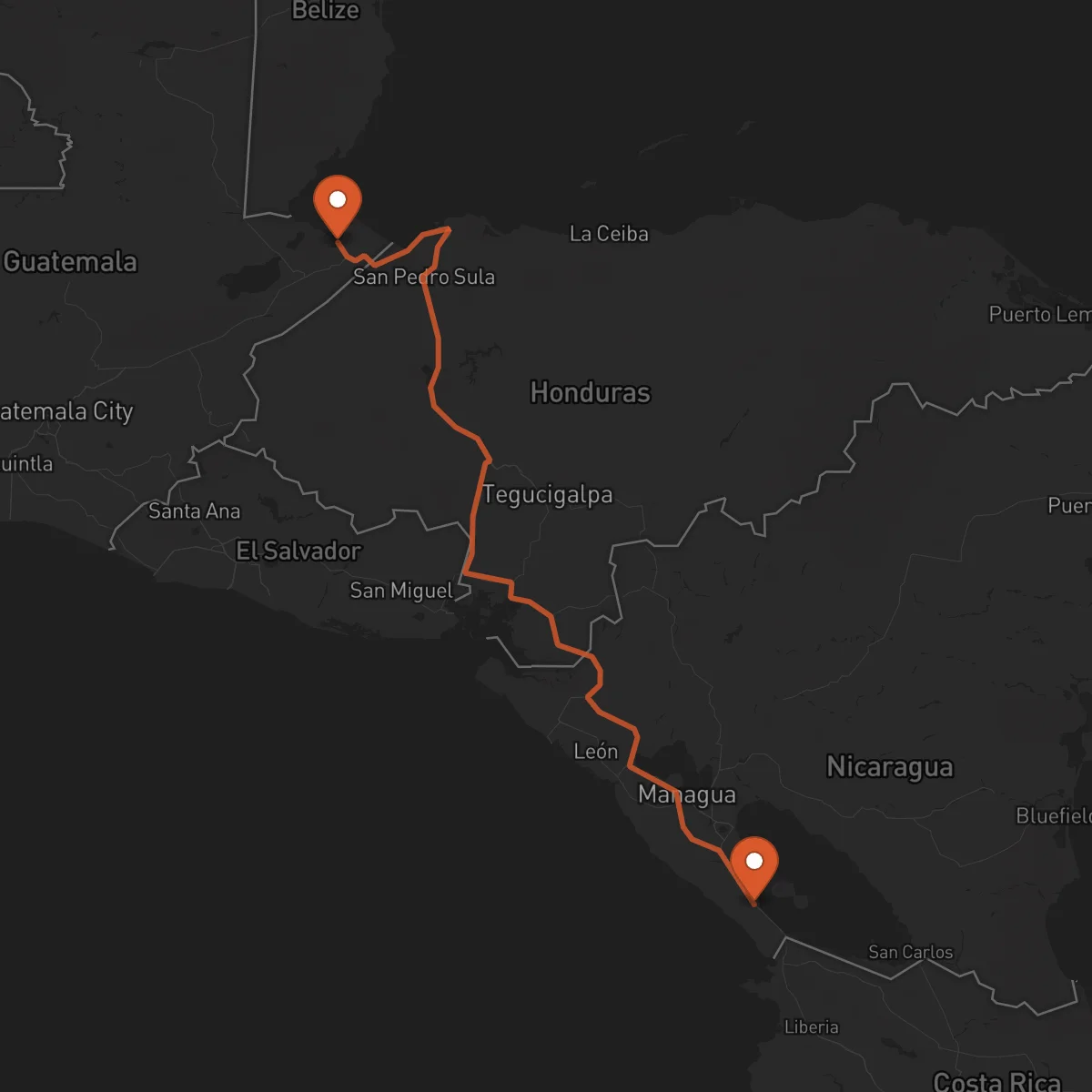 Ruta Rivas - Puerto Barrios