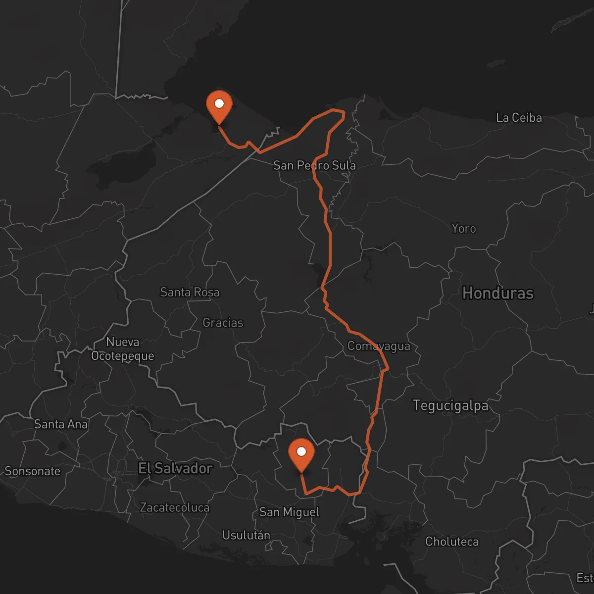 Ruta Puerto Barrios - San Francisco Gotera