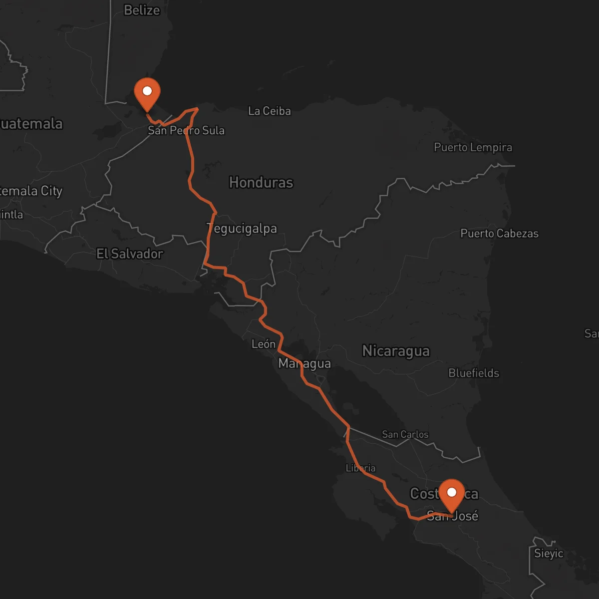 Ruta Puerto Barrios - San José