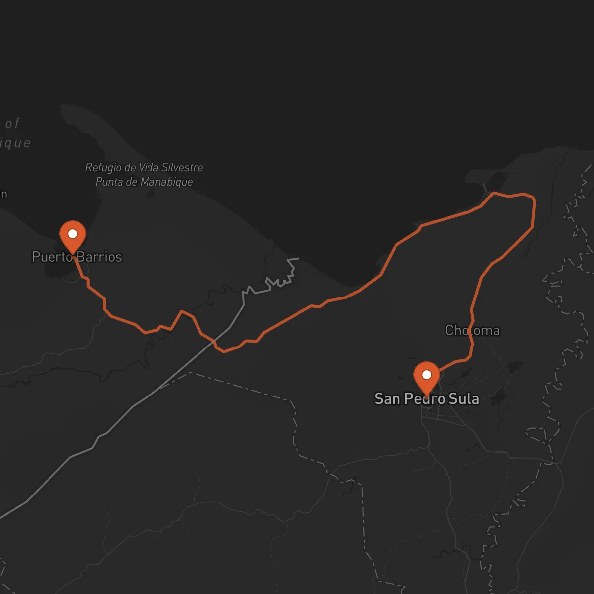 Ruta San Pedro Sula - Puerto Barrios