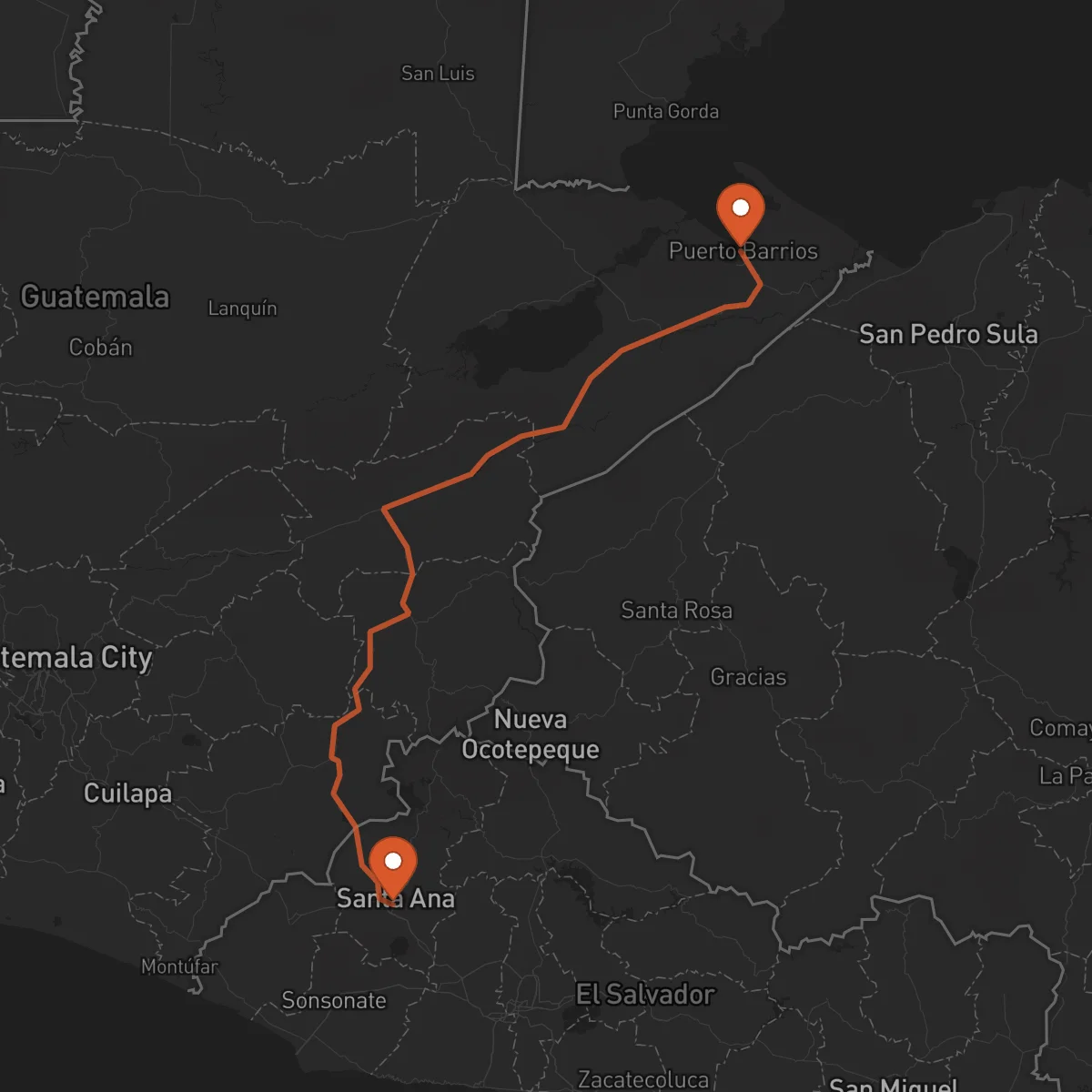 Ruta Puerto Barrios - Santa Ana