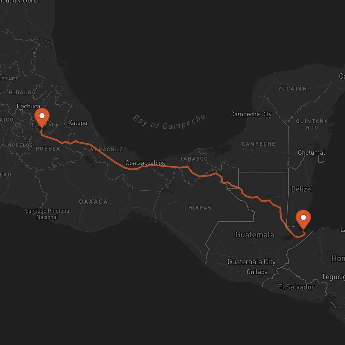 Ruta Tlaxcala de Xicohténcatl - Puerto Barrios