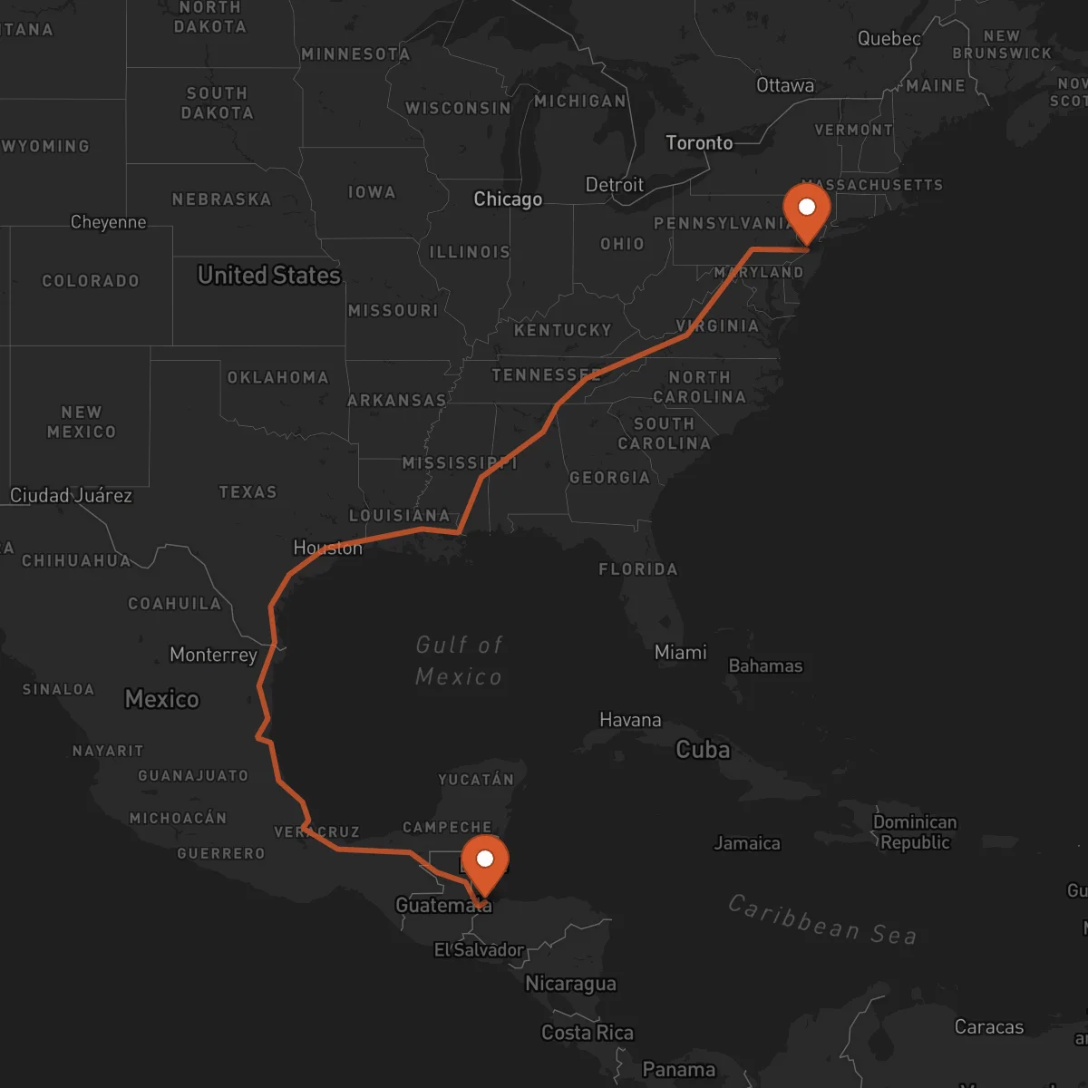 Ruta Trenton - Puerto Barrios