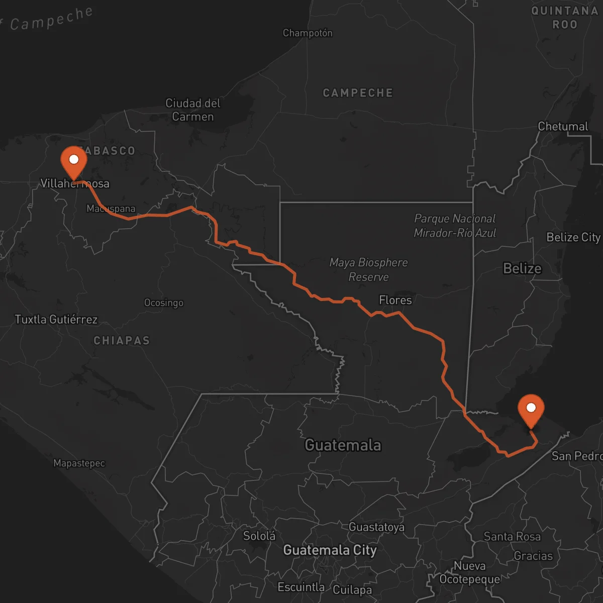 Ruta Puerto Barrios - Villahermosa