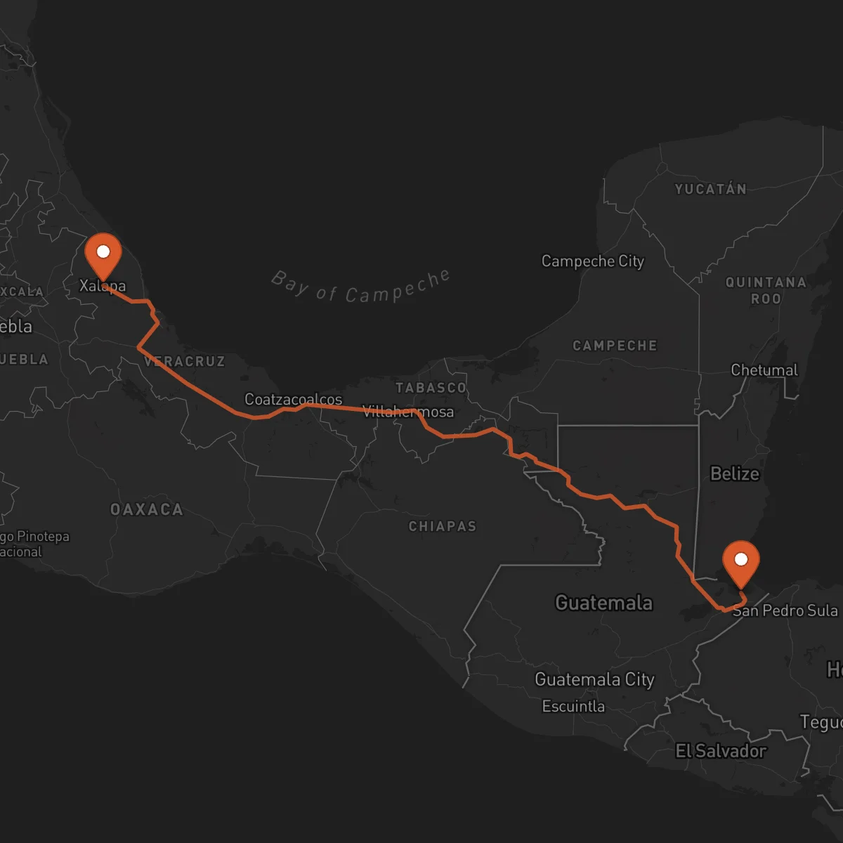 Ruta Xalapa - Puerto Barrios