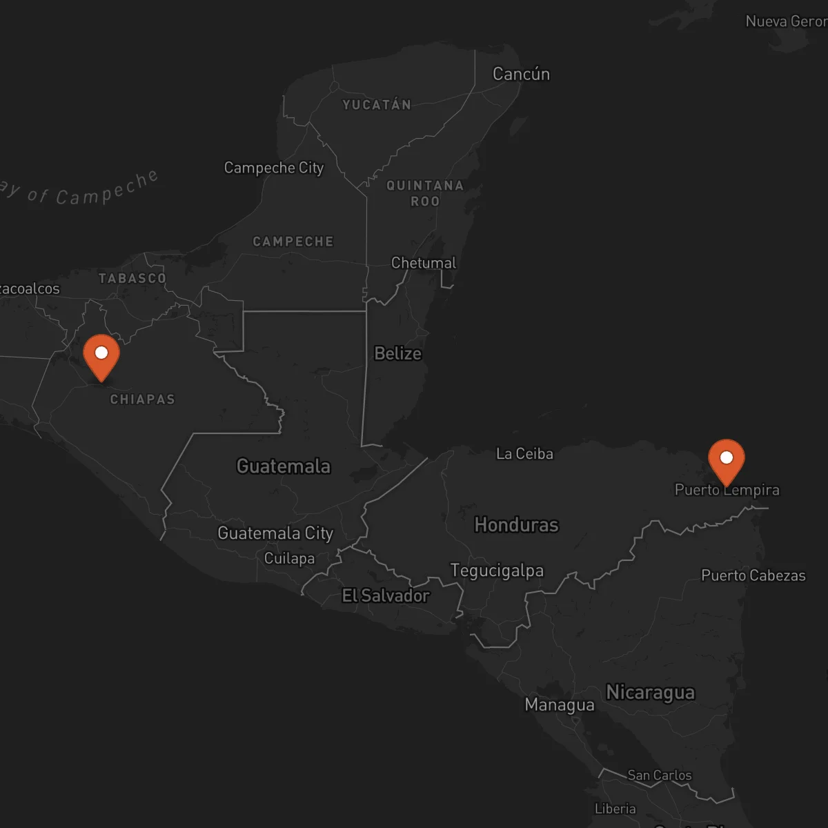 Ruta Puerto Lempira - Tuxtla Gutiérrez