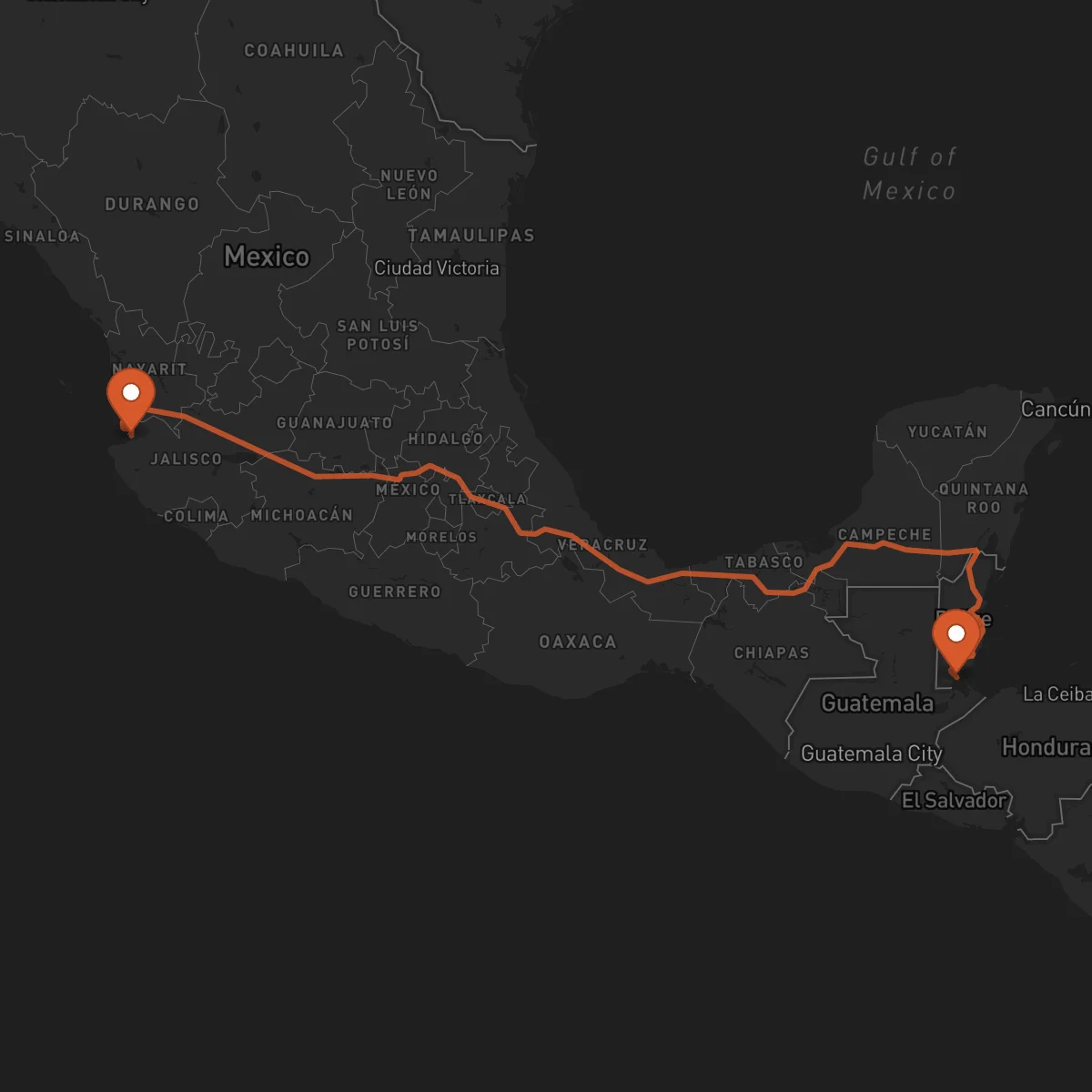Ruta Punta Gorda - Puerto Vallarta