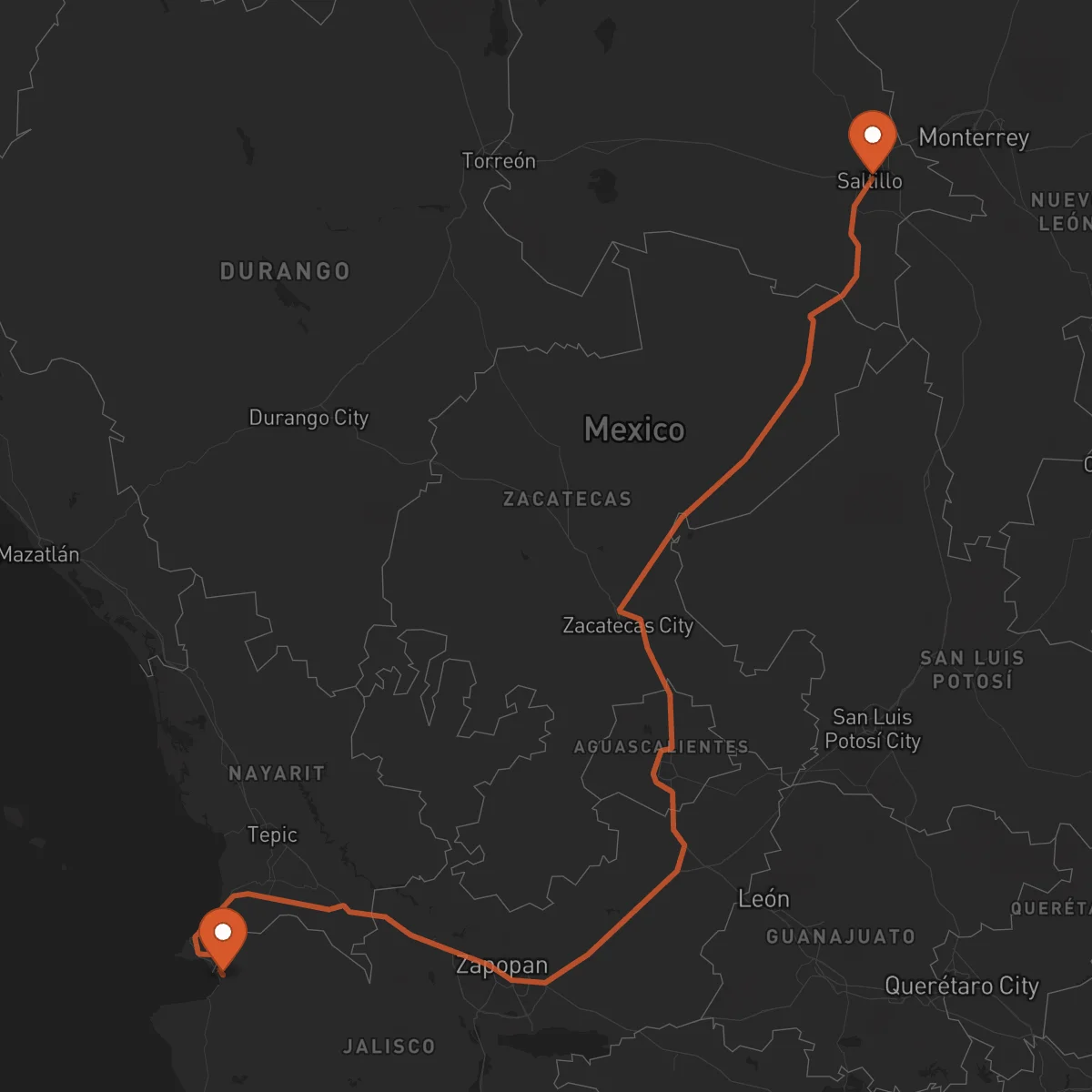 Ruta Saltillo - Puerto Vallarta
