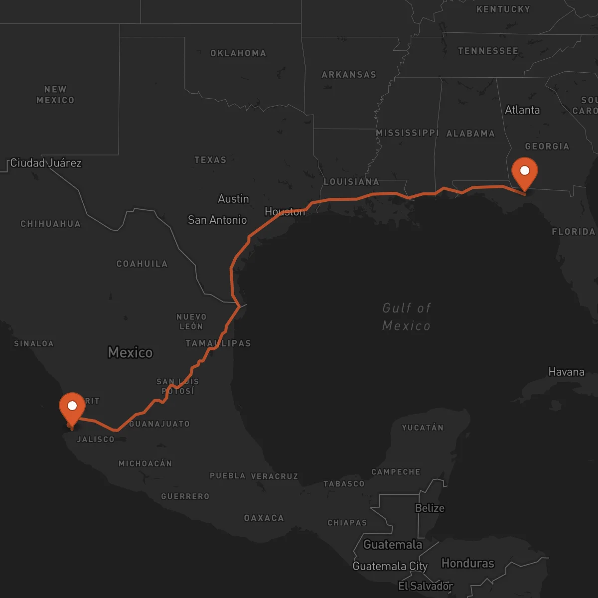 Ruta Tallahassee - Puerto Vallarta