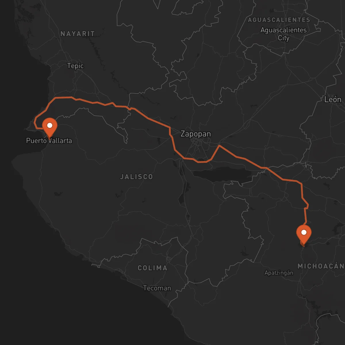 Ruta Puerto Vallarta - Uruapan