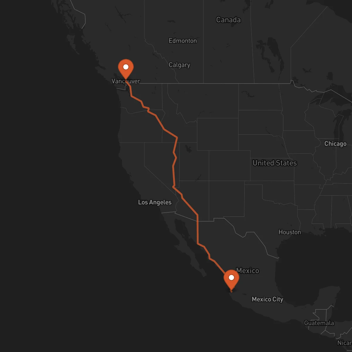 Ruta Vancouver - Puerto Vallarta
