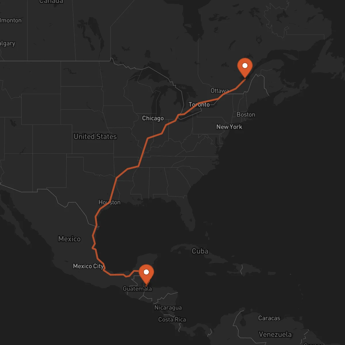 Ruta Quebec City - Punta Gorda