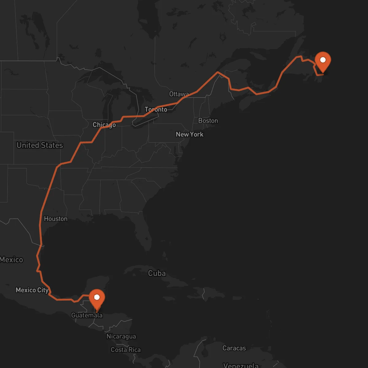 Ruta San Juan de Terranova (St. John's) - Punta Gorda