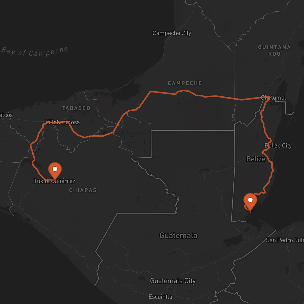 Ruta Tuxtla Gutiérrez - Punta Gorda