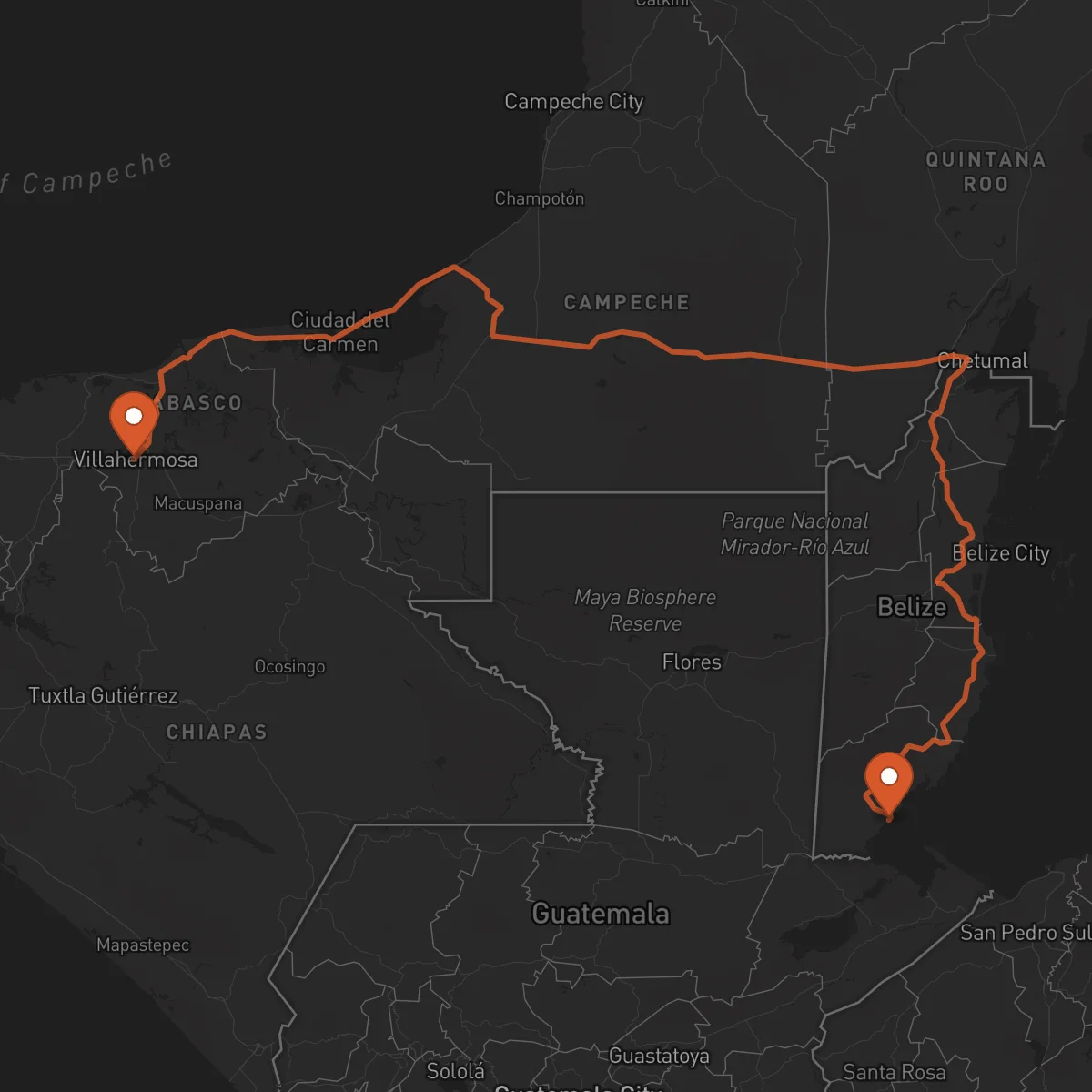 Ruta Punta Gorda - Villahermosa