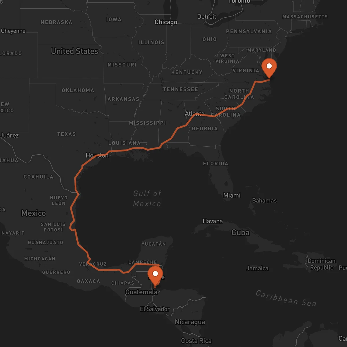 Ruta Virginia Beach - Punta Gorda