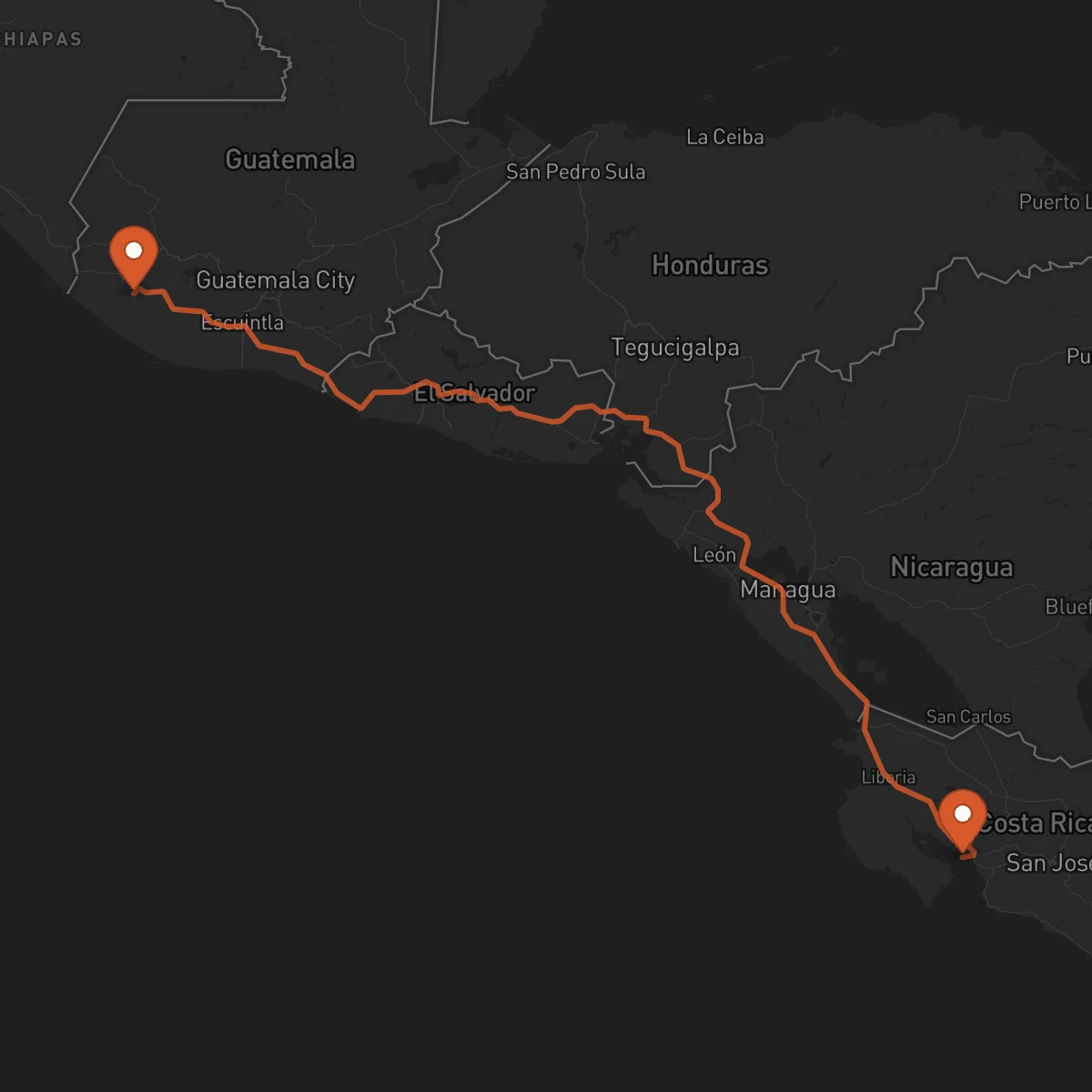 Ruta Retalhuleu - Puntarenas
