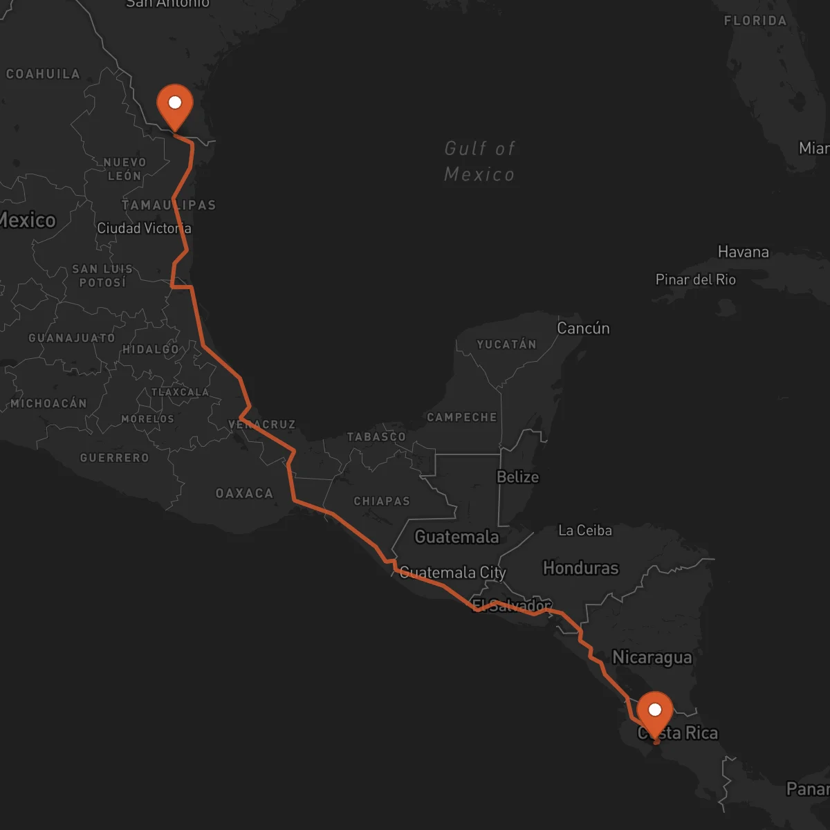 Ruta Reynosa - Puntarenas