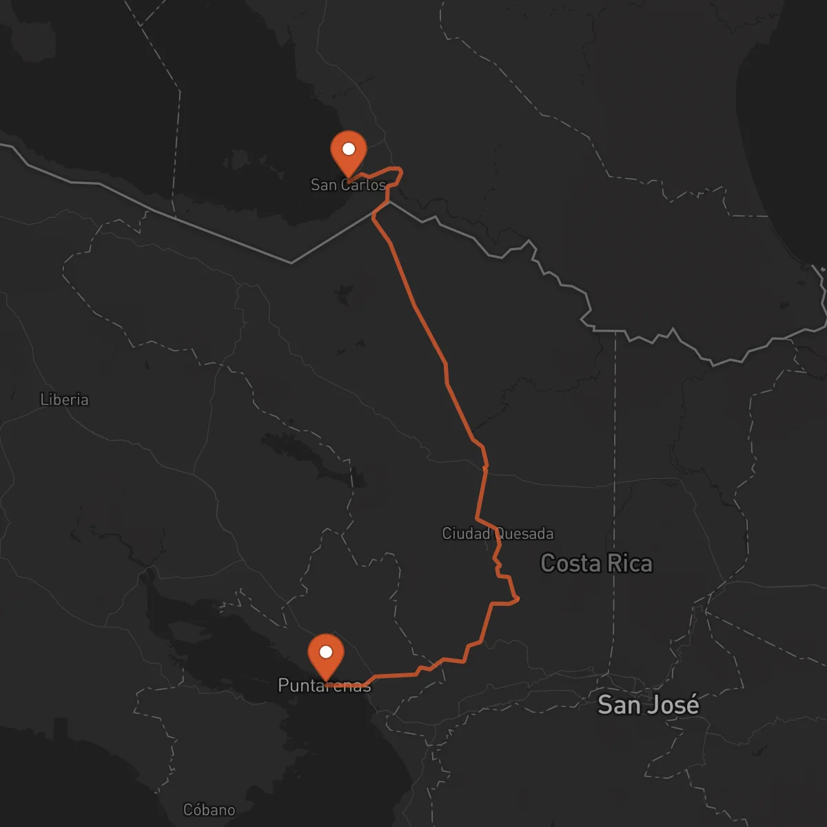 Ruta San Carlos - Puntarenas