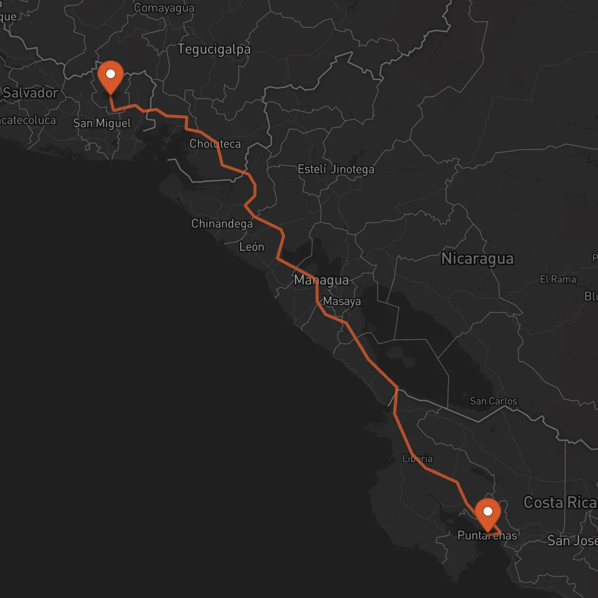 Ruta San Francisco Gotera - Puntarenas