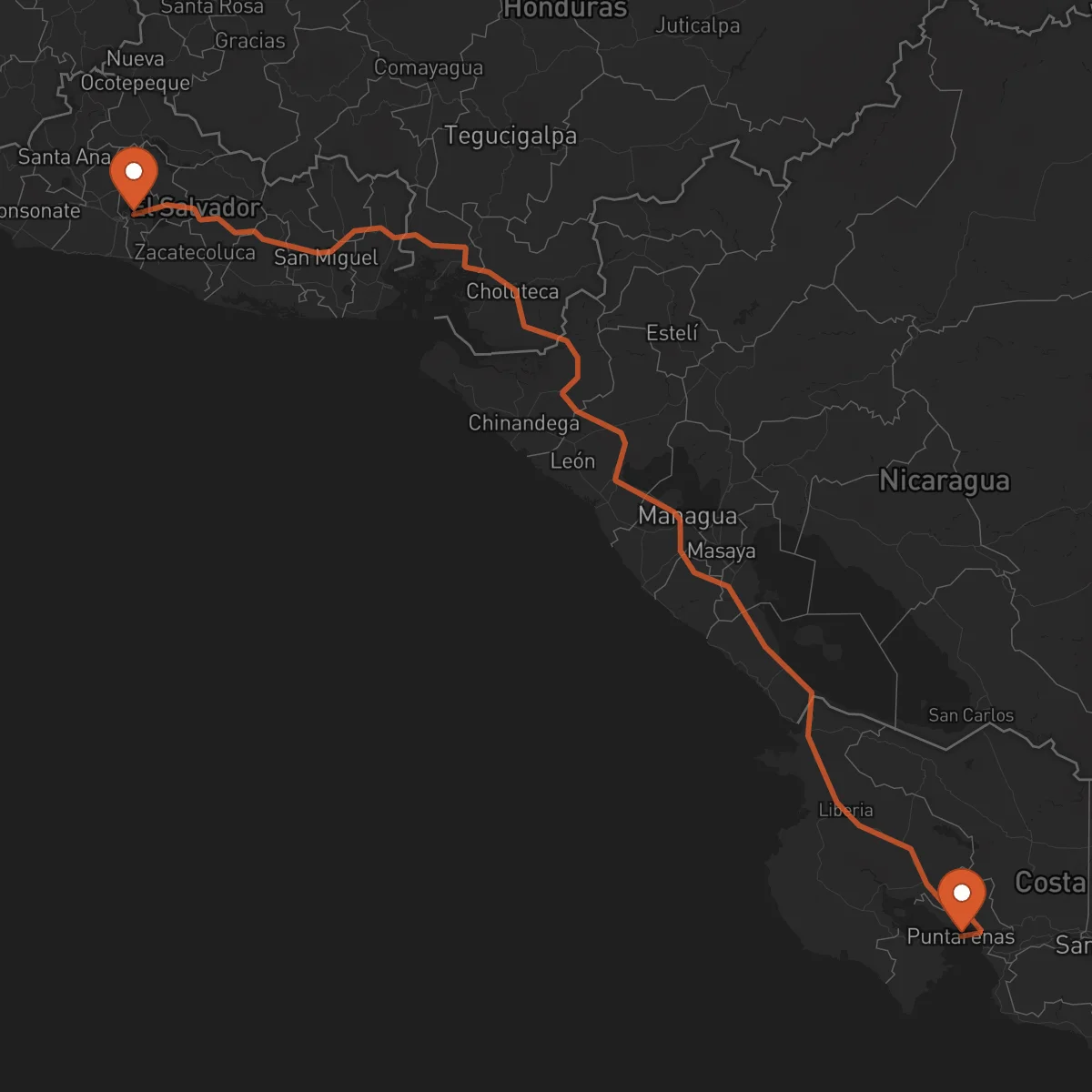 Ruta San Salvador - Puntarenas