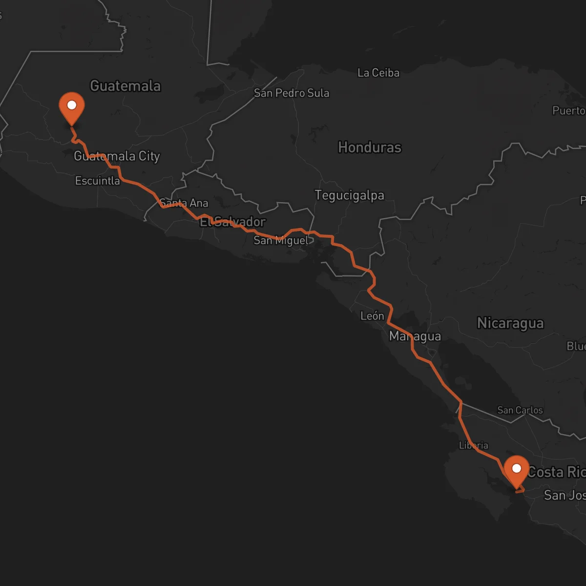 Ruta Santa Cruz del Quiché - Puntarenas