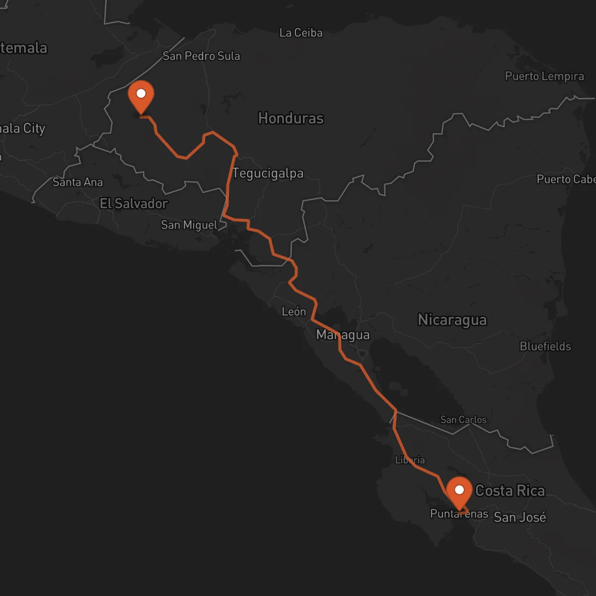 Ruta Santa Rosa de Copán - Puntarenas
