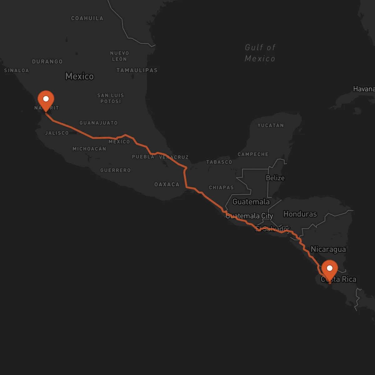 Ruta Tepic - Puntarenas