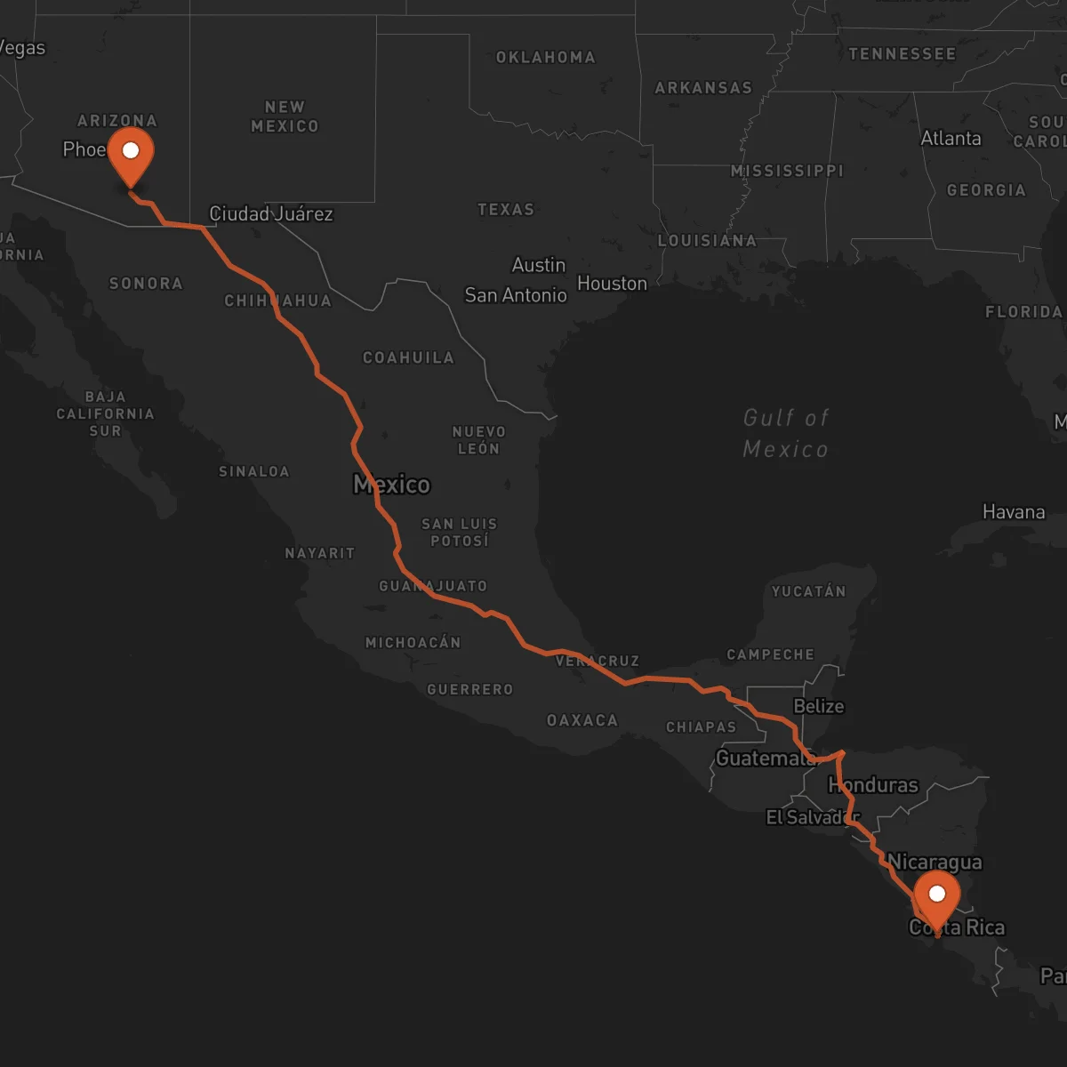 Ruta Tucson - Puntarenas