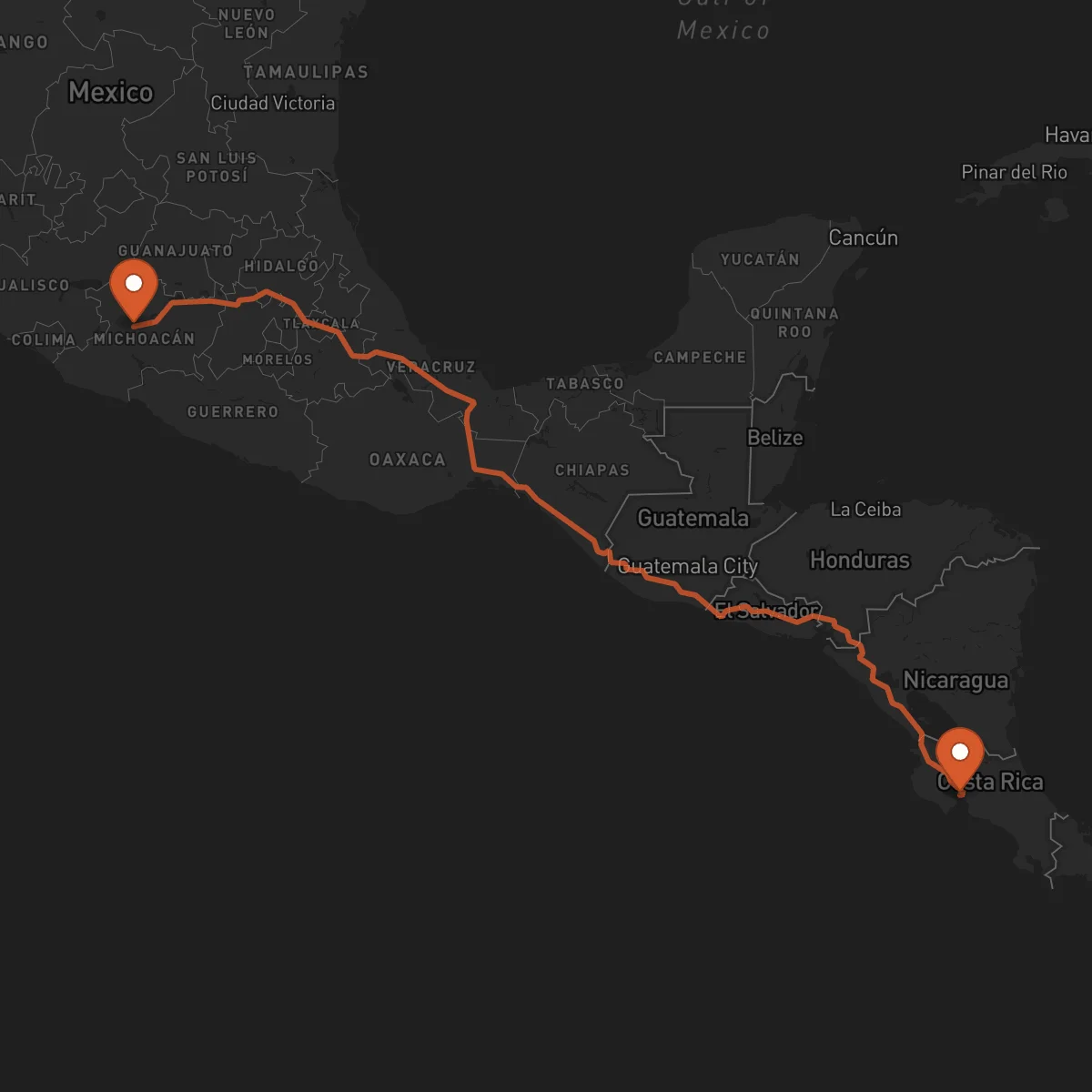 Ruta Uruapan - Puntarenas