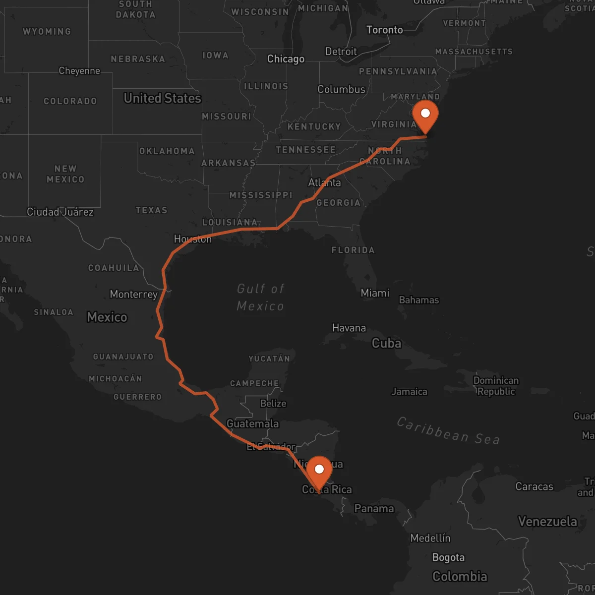 Ruta Virginia Beach - Puntarenas
