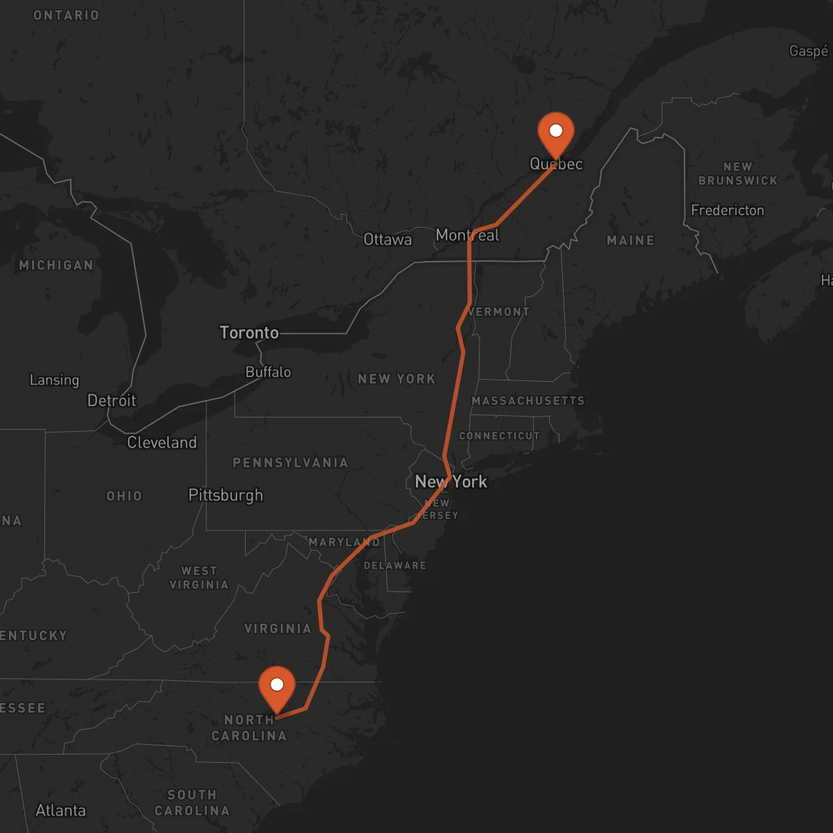 Ruta Raleigh - Quebec City