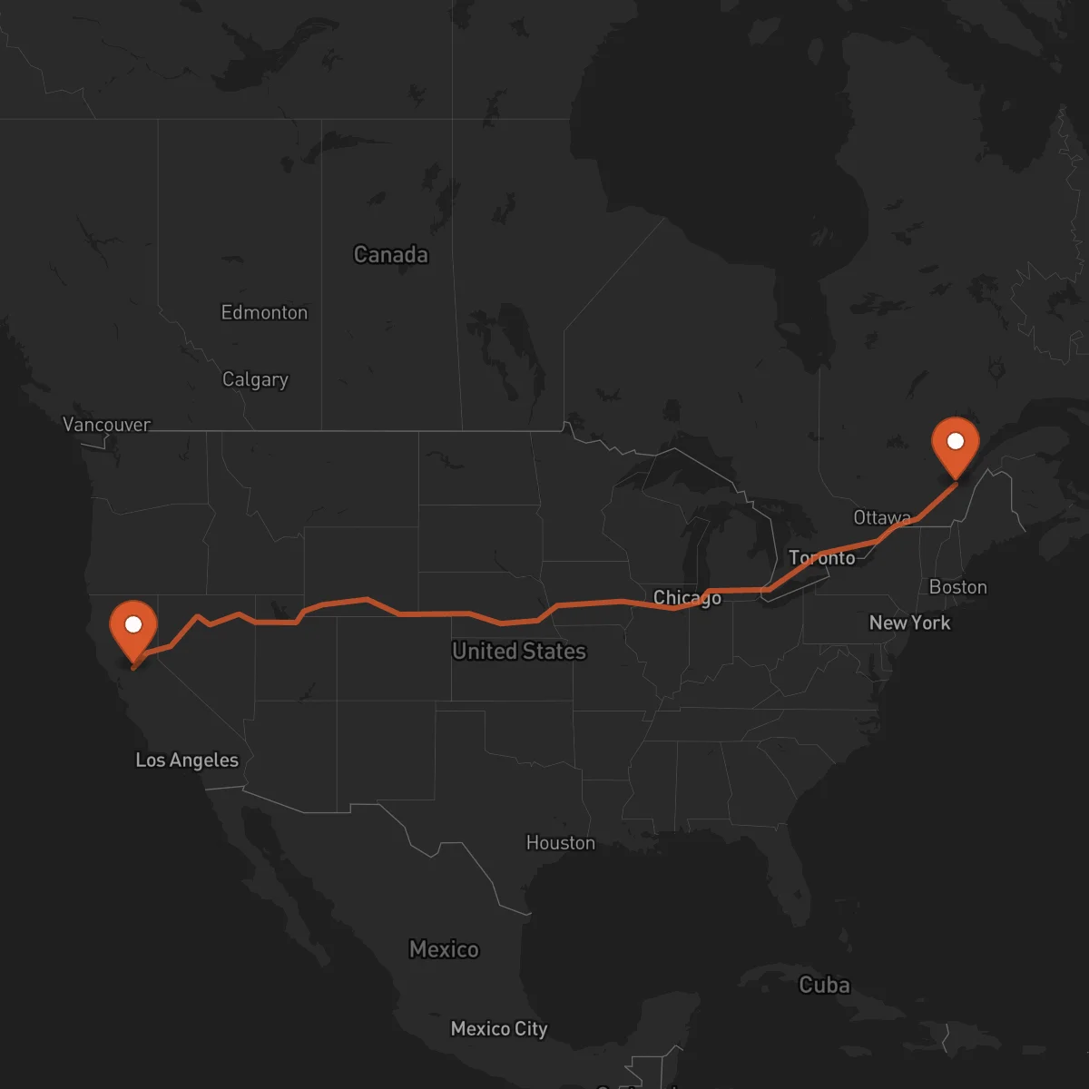 Ruta Québec - Sacramento