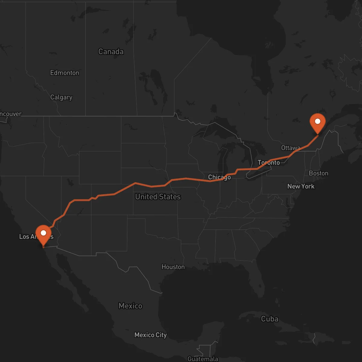 Ruta Tijuana - Quebec City