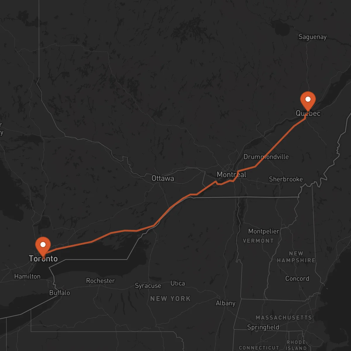 Ruta Toronto - Quebec City