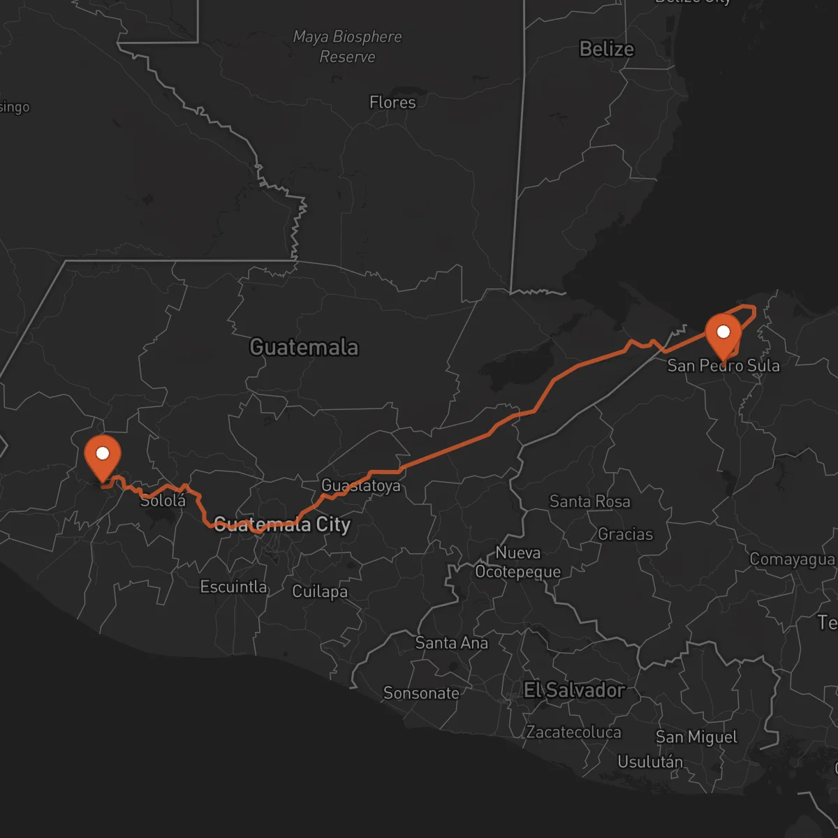 Ruta Quetzaltenango - San Pedro Sula