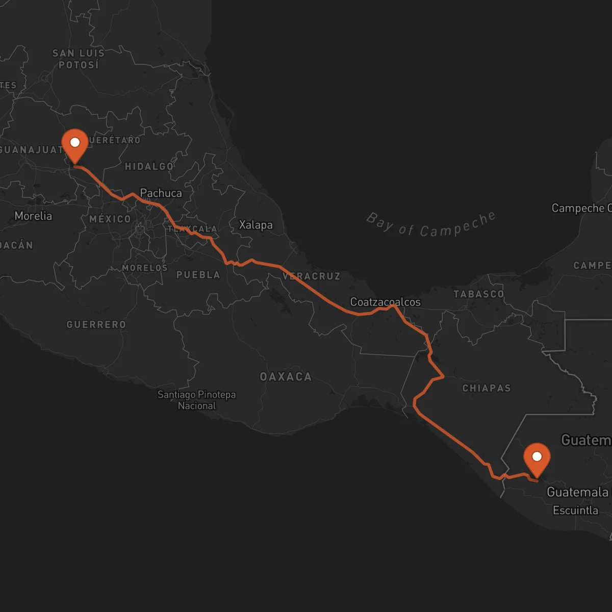 Ruta Santiago de Querétaro - Quetzaltenango