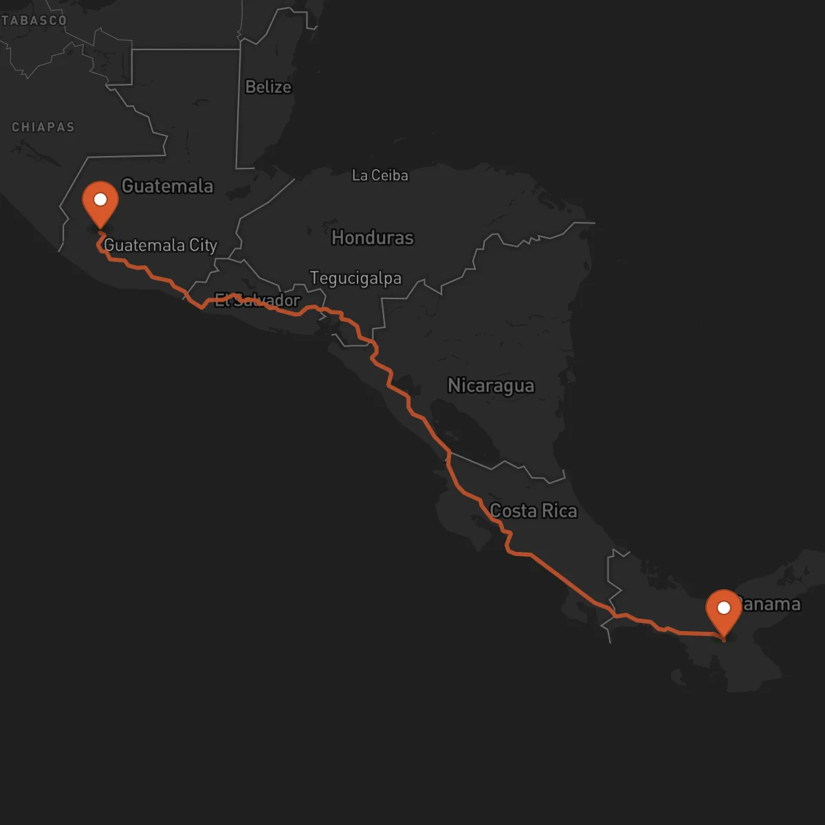 Ruta Santiago de Veraguas - Quetzaltenango