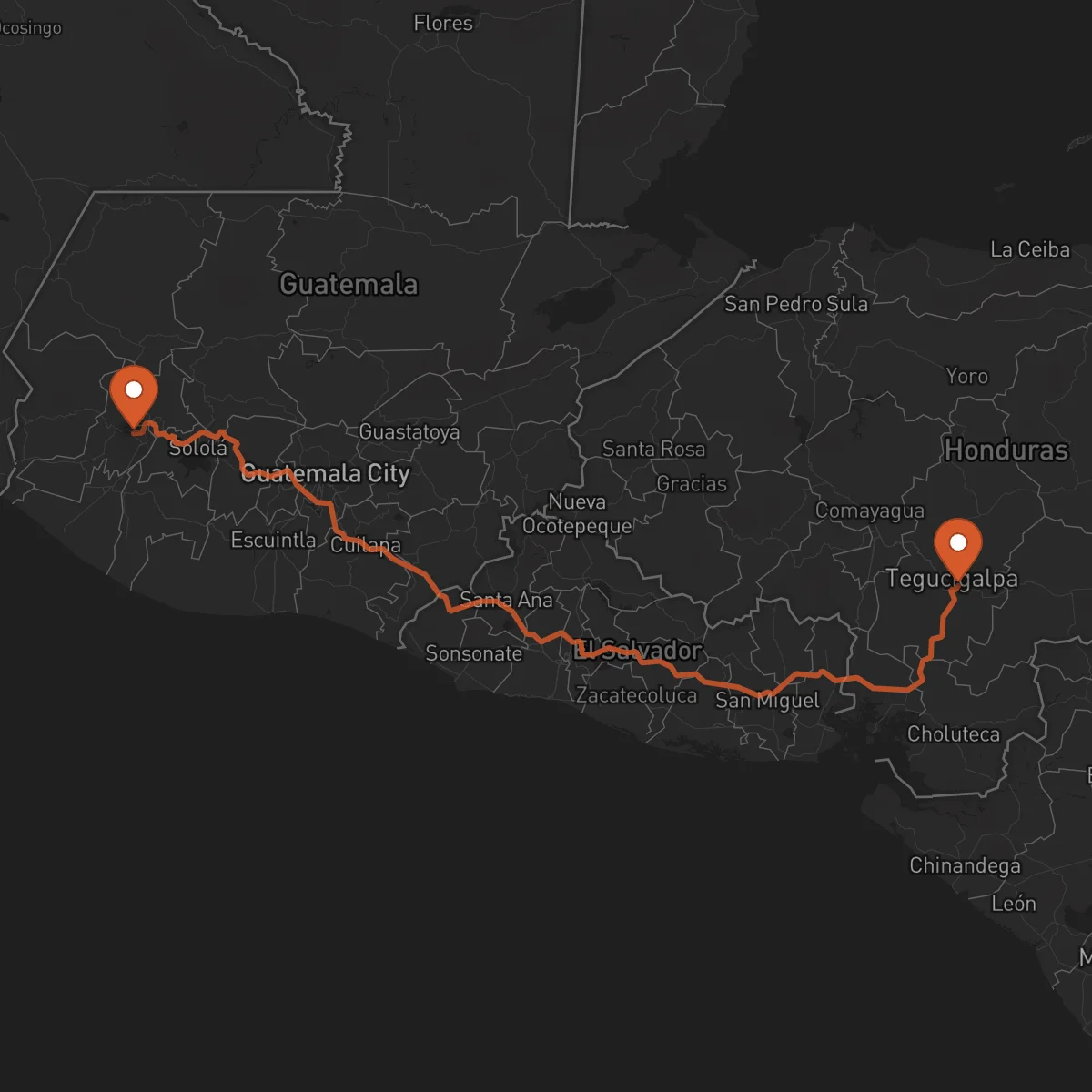 Ruta Tegucigalpa - Quetzaltenango