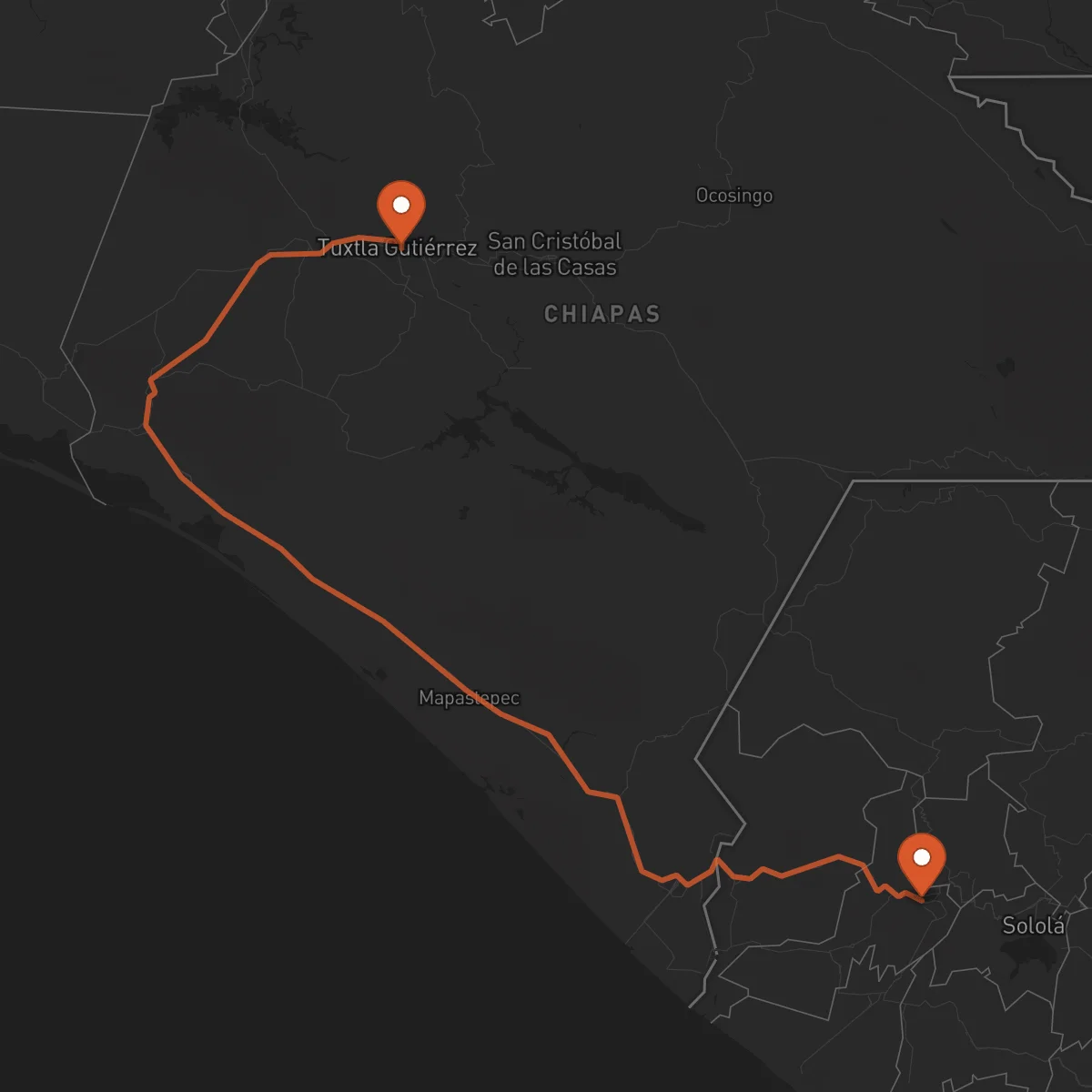 Ruta Quetzaltenango - Tuxtla Gutiérrez