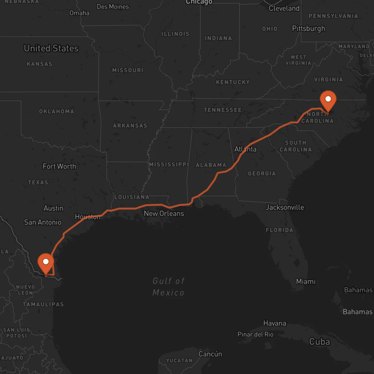 Ruta Reynosa - Raleigh