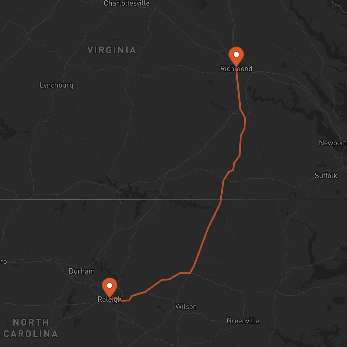 Ruta Richmond - Raleigh