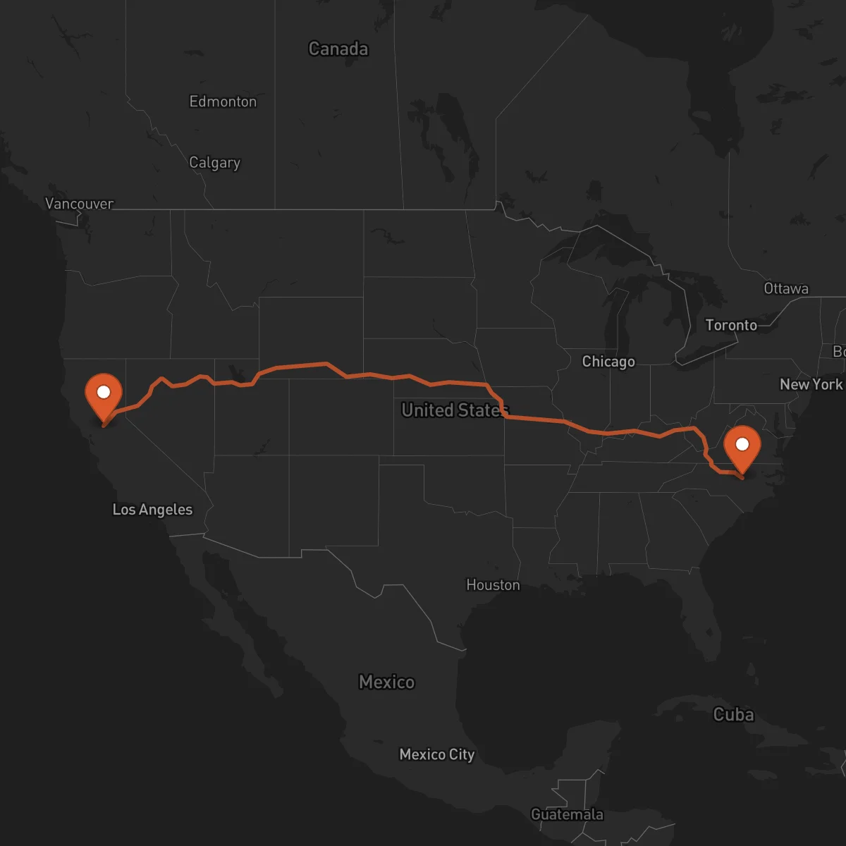 Ruta Raleigh - Sacramento