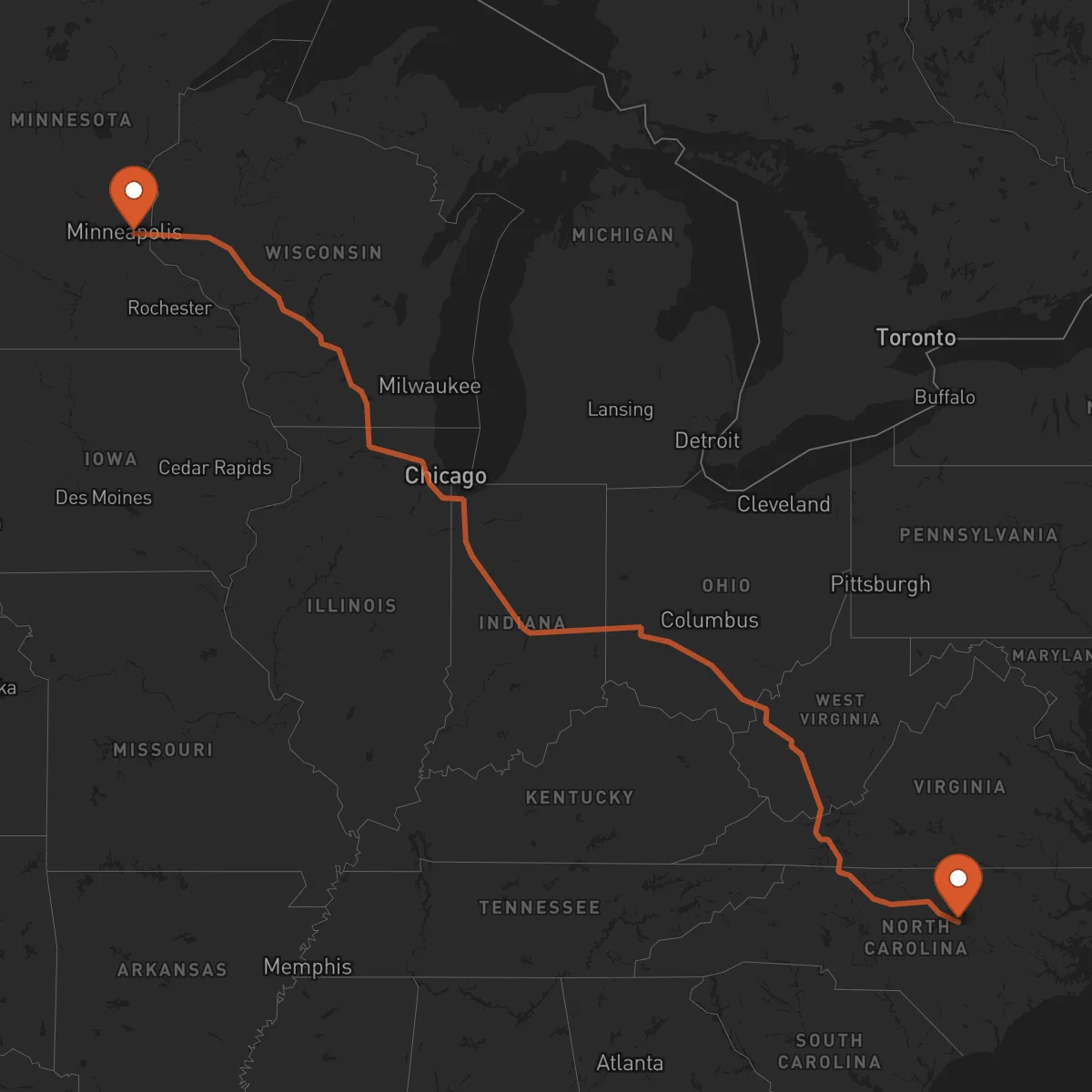 Ruta Raleigh - Saint Paul