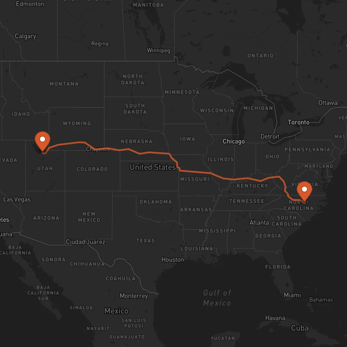 Ruta Raleigh - Salt Lake City