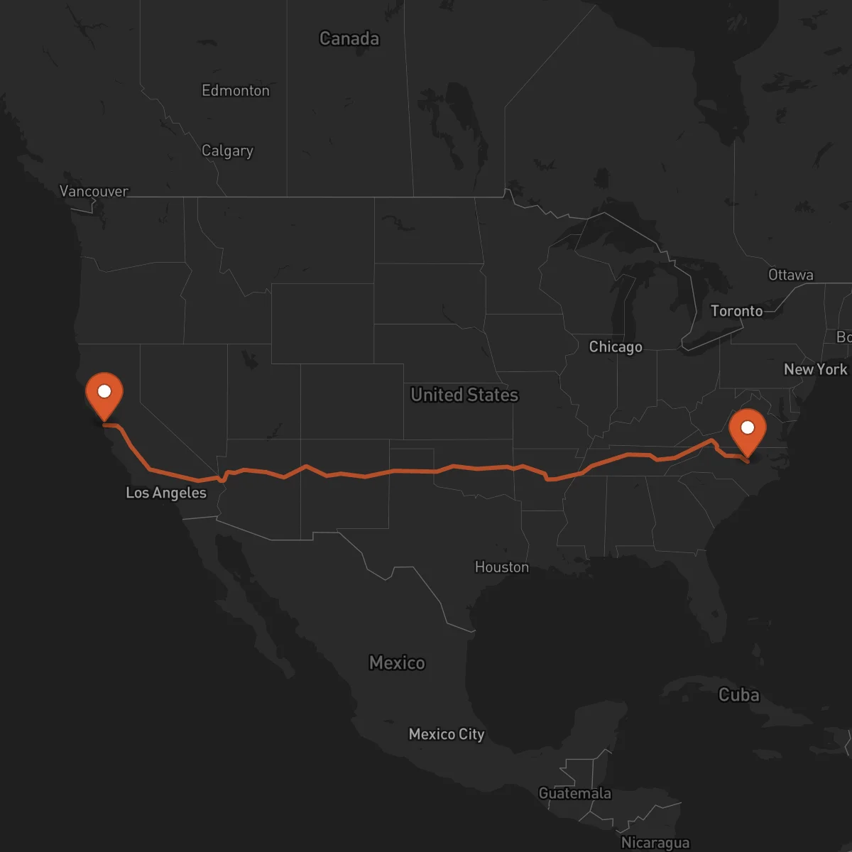 Ruta Raleigh - San Francisco