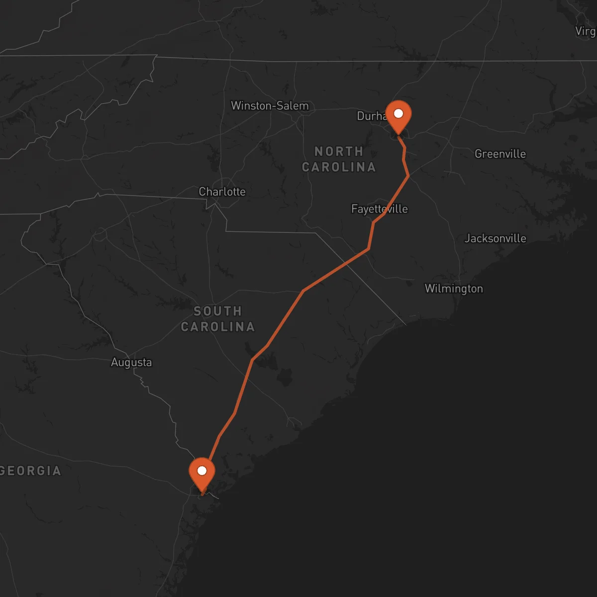 Ruta Raleigh - Savannah